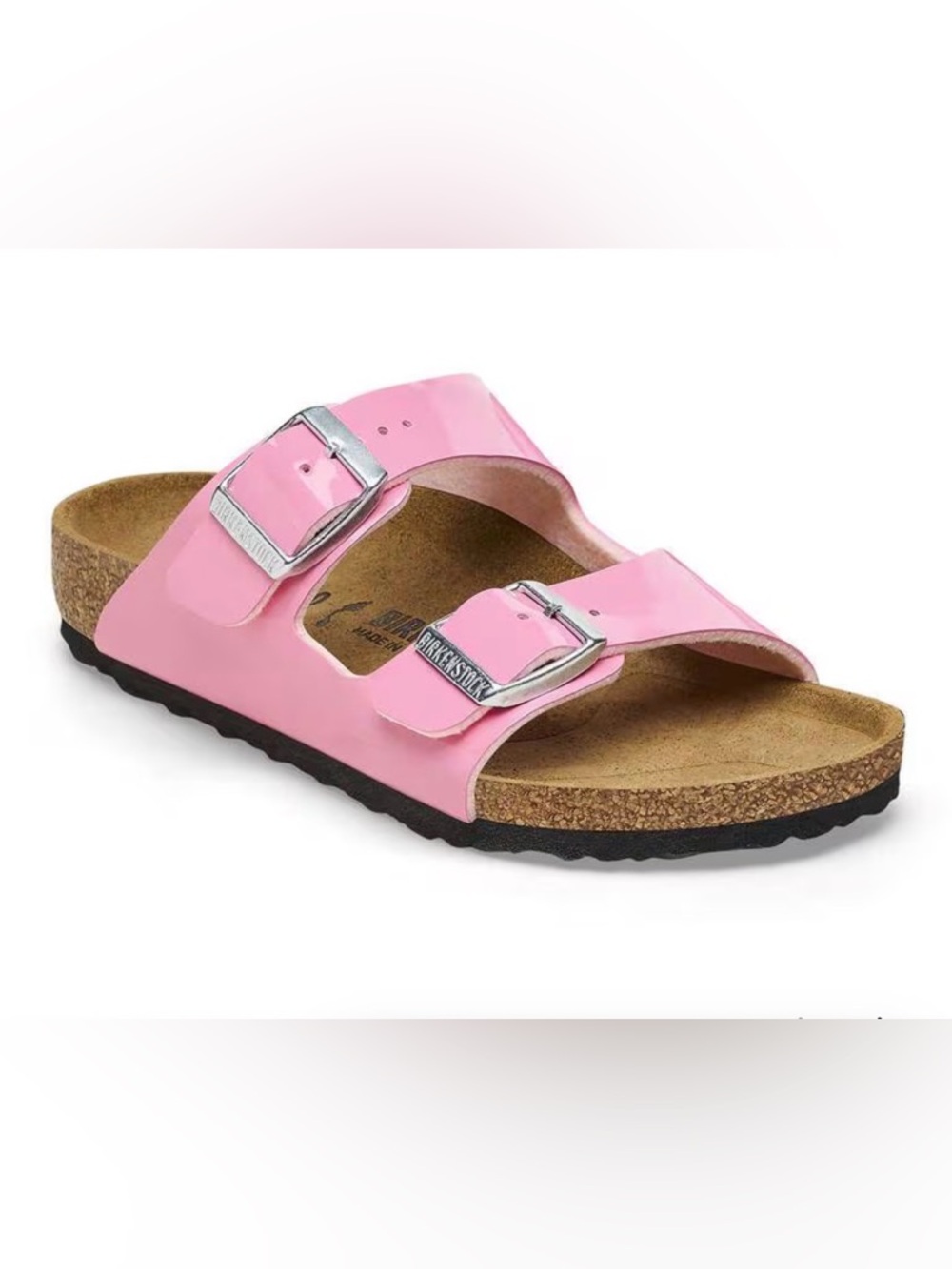 Birkenstock Arizona Two-Strap Sandal Light Pink Silver Buckles Sz 33 Kid’s 2-2.5
